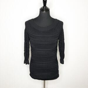 WHBM black open knit ruffle sleeve sweater size Medium